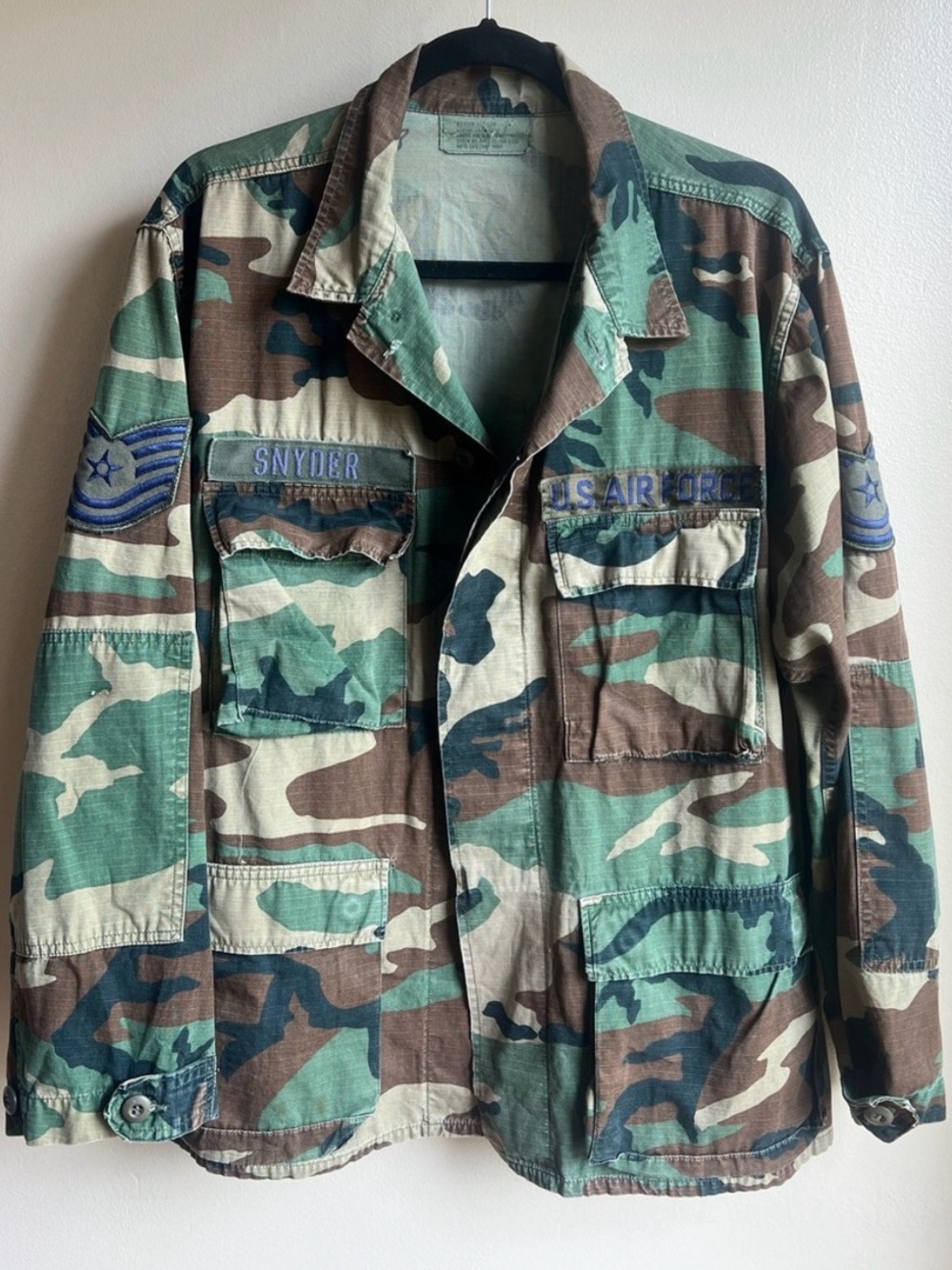 Authentic U.S. Air Force Woodland Camo BDU Ripstop Military Jacket Medium Long